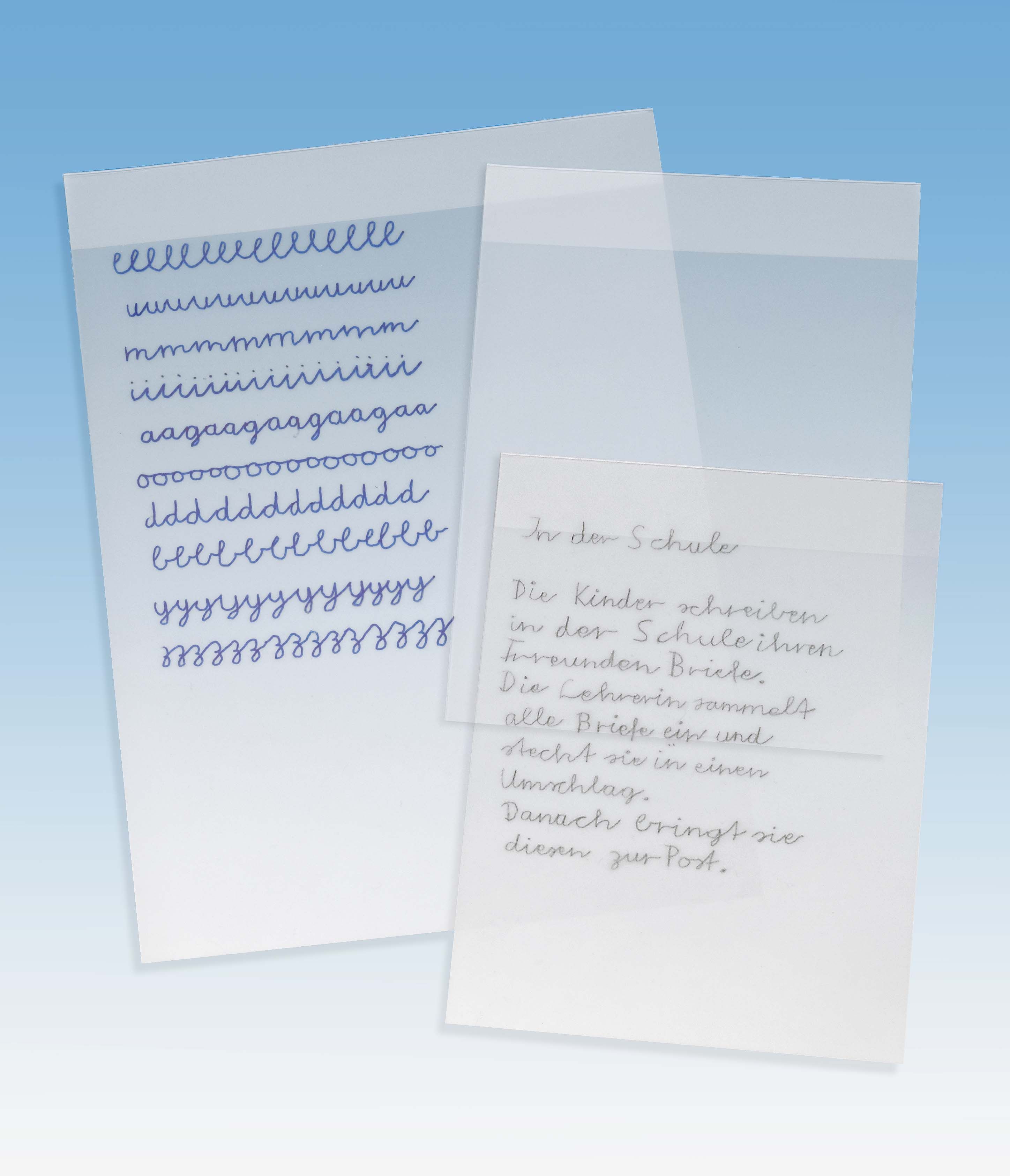 Übungsschreibfolie DIN A4, PVC, 10er Pack., blendfrei transparent Übungsschreibfolie DIN A4, PVC, 10er Pack., blendfrei transparent