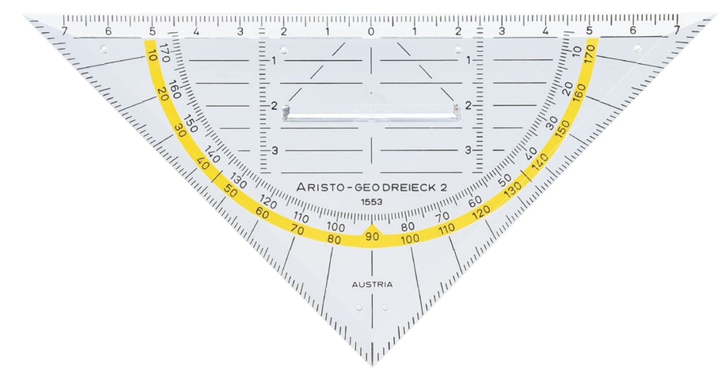 Geo-Dreieck® mit Griff, Plexiglas®, 160 mm, glasklar Geo-Dreieck® mit Griff, Plexiglas®, 160 mm, glasklar