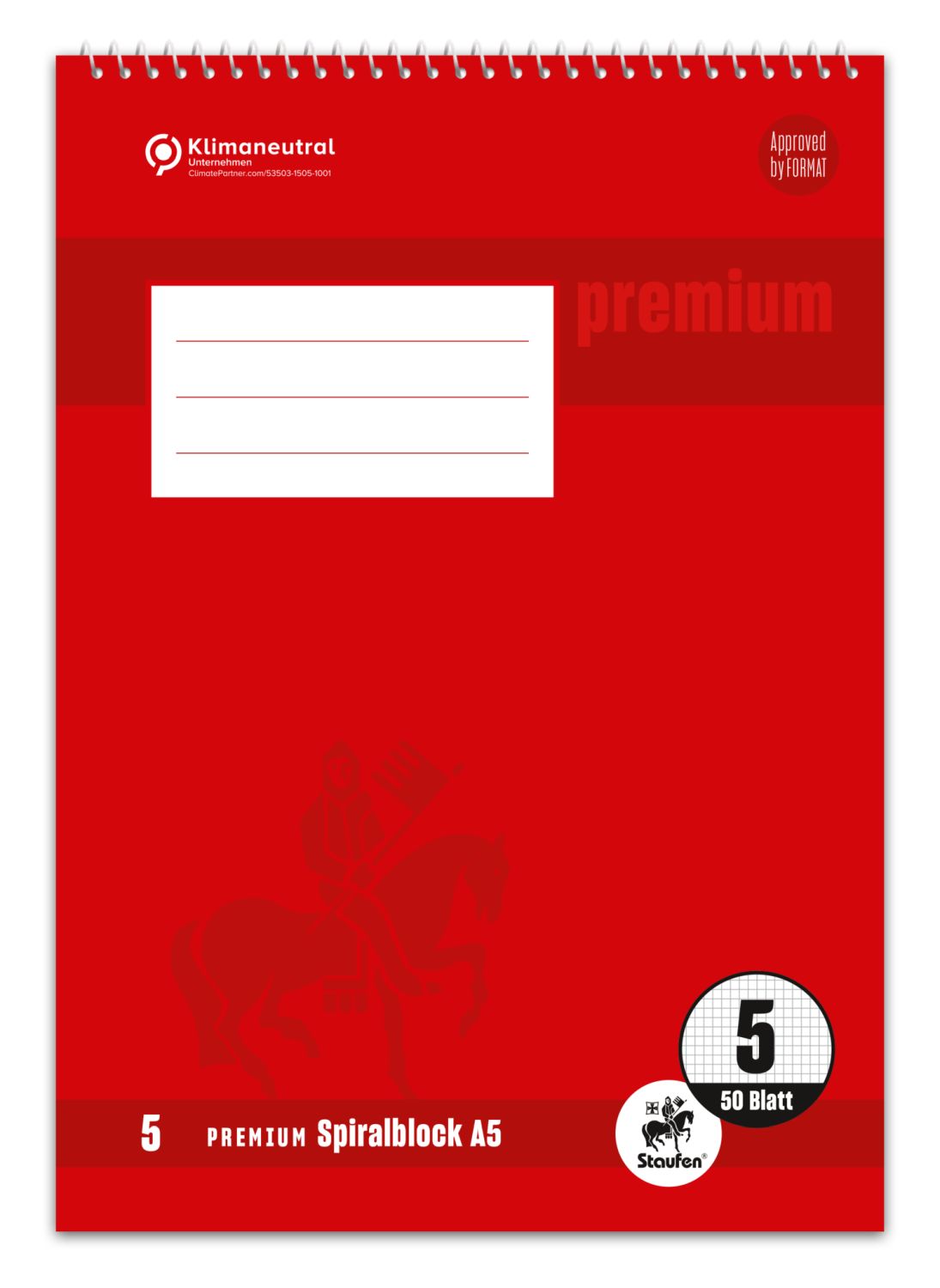 Spiralblock PREMIUM LIN 5 - A5, 40 Blatt, kariert Spiralblock PREMIUM LIN 5 - A5, 40 Blatt, kariert