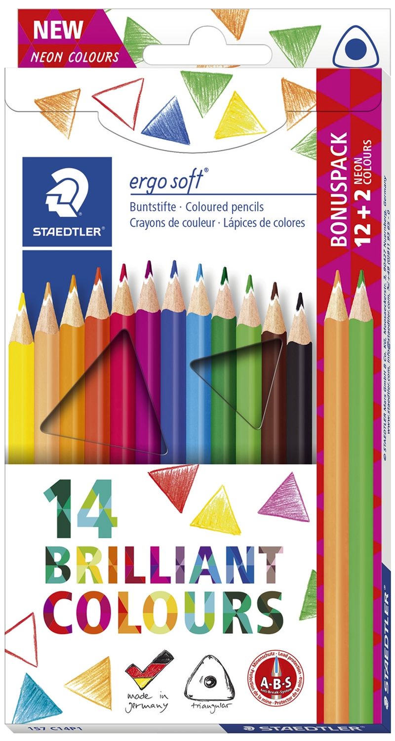 ergo soft® 157 Farbstifte - 3 mm, Kartonetui 12+2 Farben