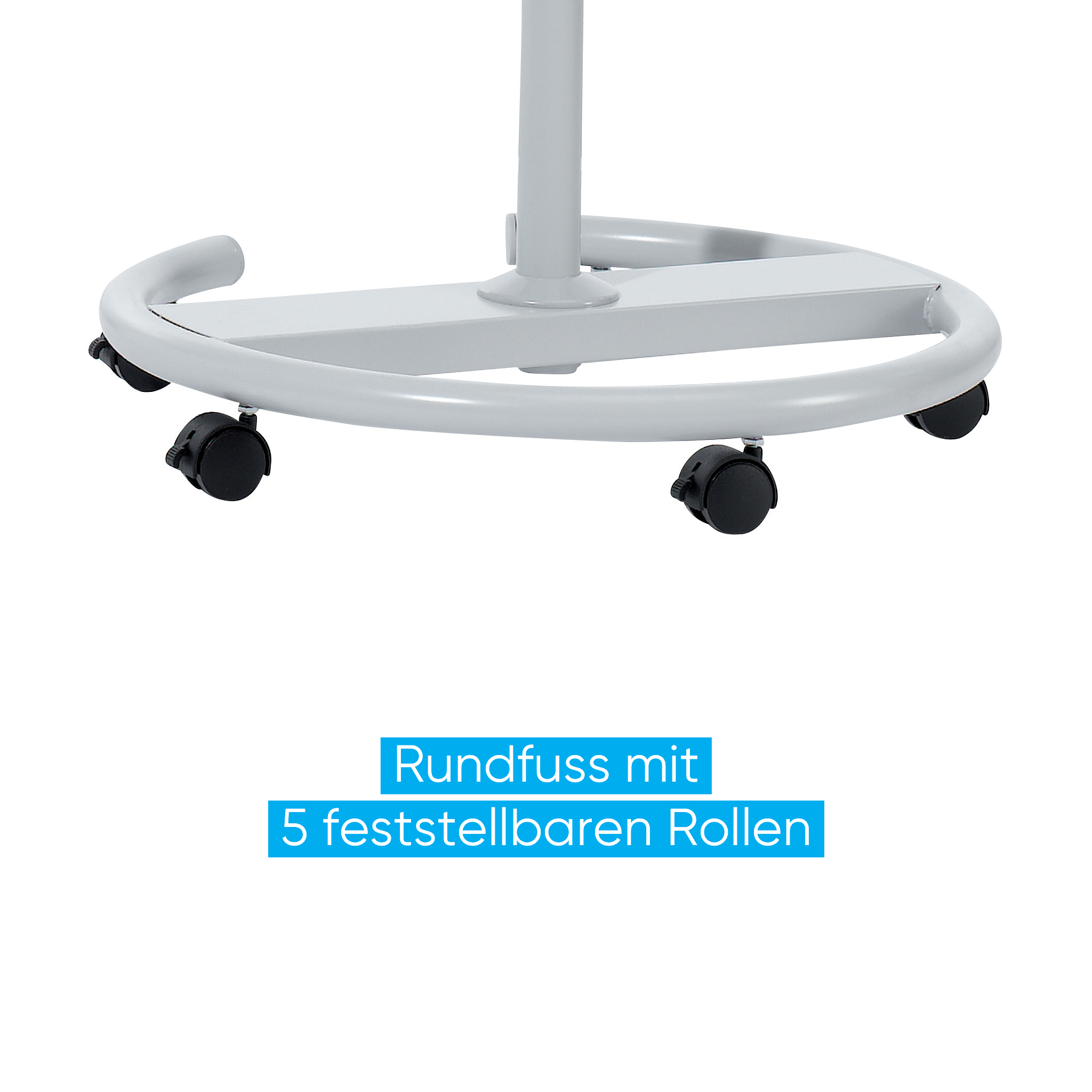 Flipchart Franken ECO Mobil F2400/N, Rundfuß mit Rollen, ausklappbare Seitenarme, höhenverstellbar, 68 x 105 cm