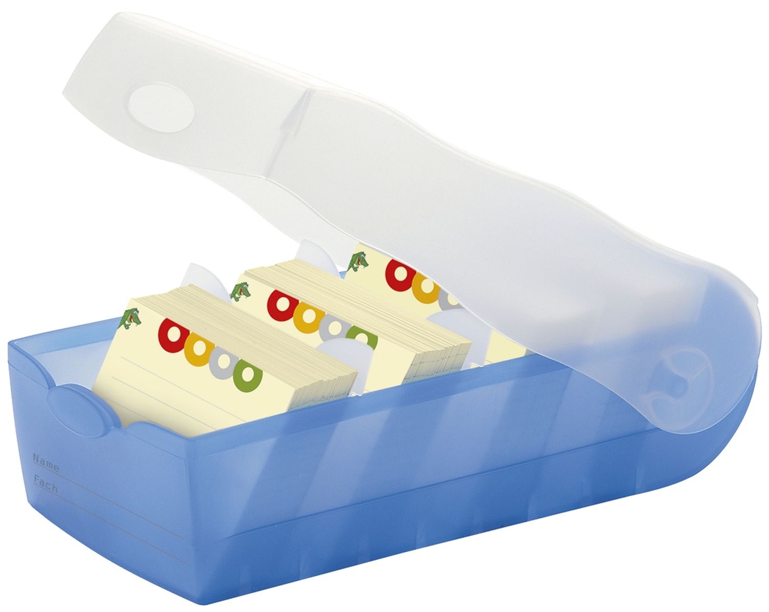 Karteibox CROCO - A7 quer, für 900 Karten, blau-transluzent Karteibox CROCO - A7 quer, für 900 Karten, blau-transluzent