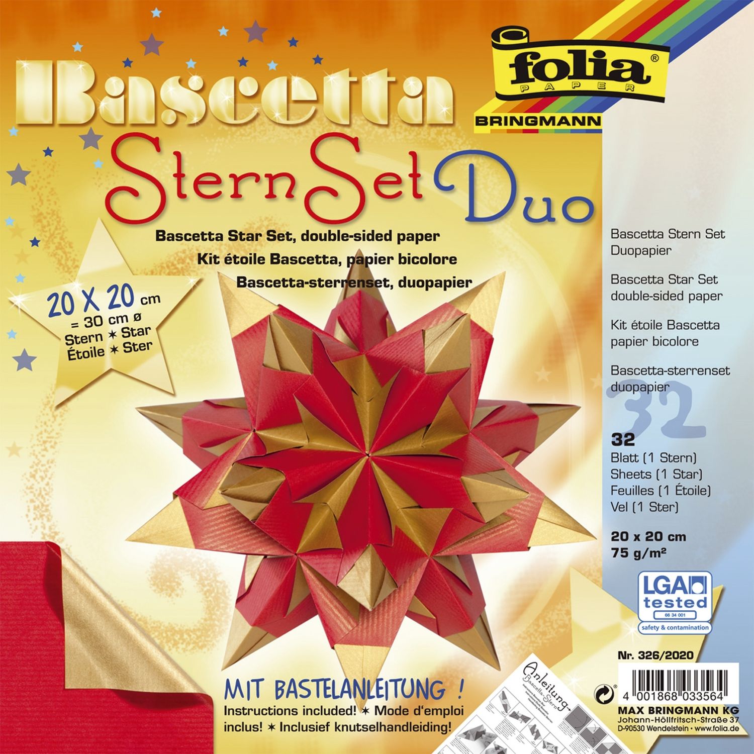 Bascetta Stern - rot/gold, Ø 30 cm Bascetta Stern - rot/gold, Ø 30 cm