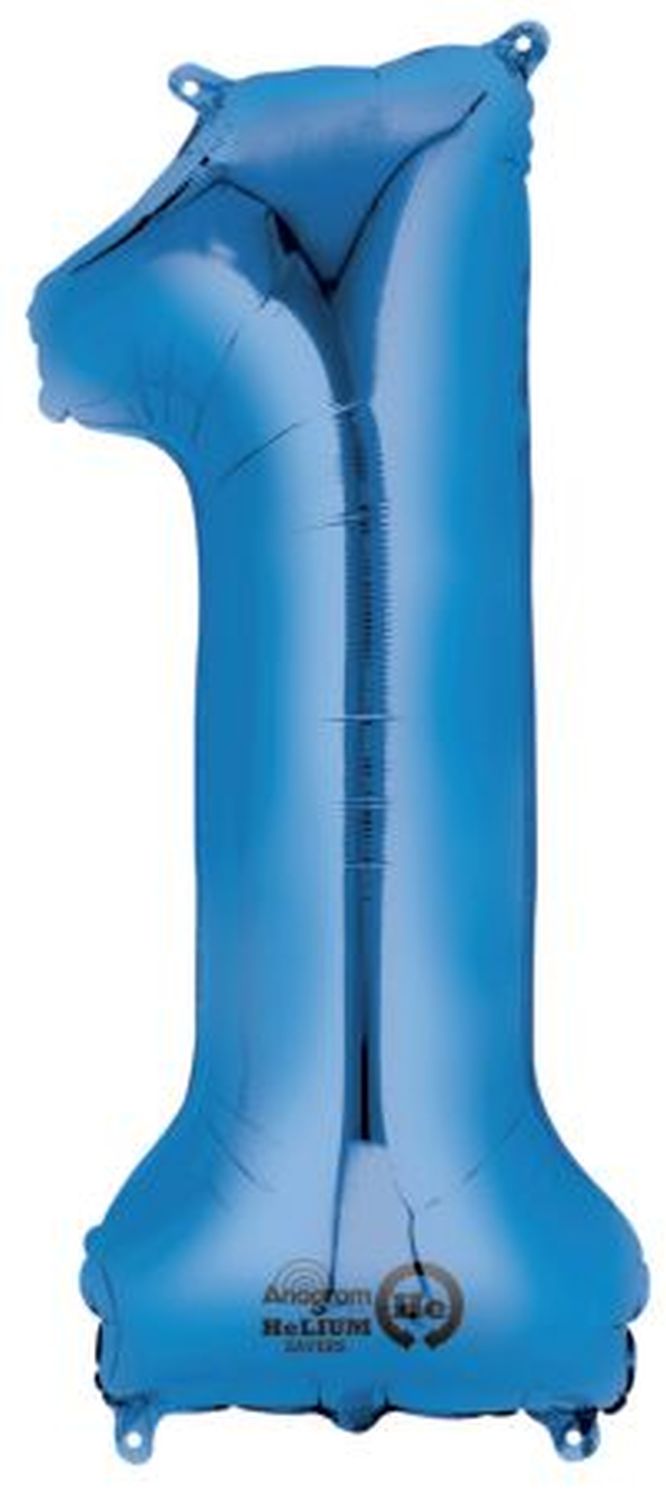 Folienballon XXL Zahl 1 - blau Folienballon XXL Zahl 1 - blau