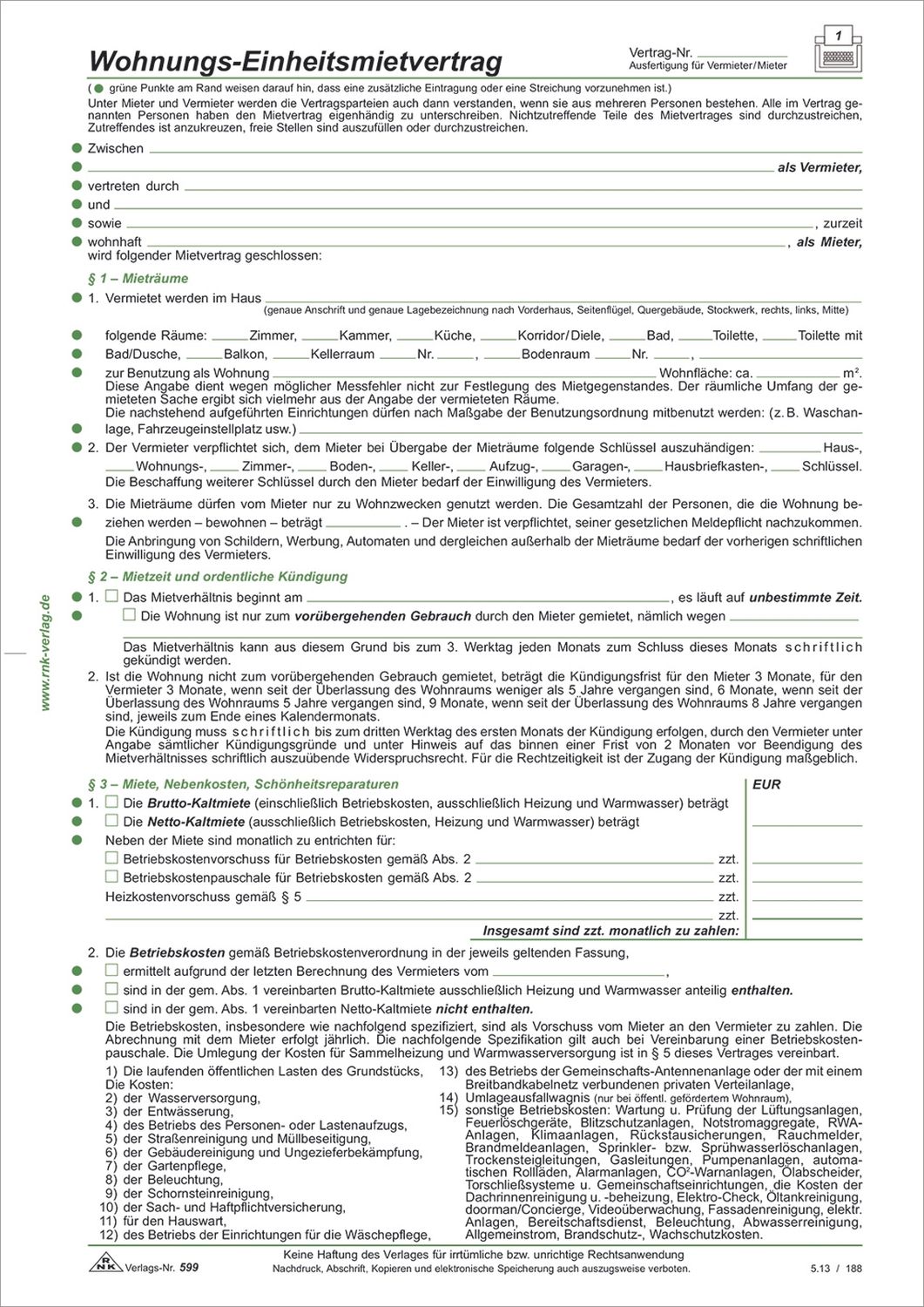 Wohnungs-Einheitsmietvertrag, 4 Seiten, gefalzt auf DIN A4+ Wohnungsgeberbescheinigung, 10 Stück Wohnungs-Einheitsmietvertrag, 4 Seiten, gefalzt auf DIN A4+ Wohnungsgeberbescheinigung, 10 Stück