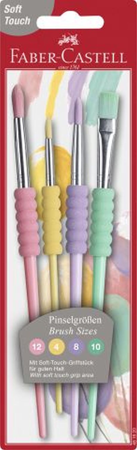 Haarpinselset - 4 Größen sortiert, Pastell, Softgriff Haarpinselset - 4 Größen sortiert, Pastell, Softgriff