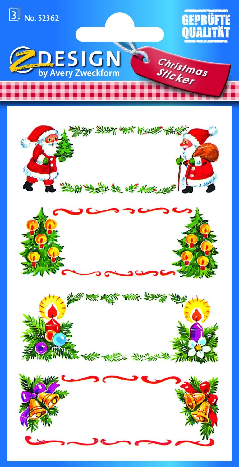 Z-Design 52362, Weihnachtssticker, Geschenketikett, 3 Bogen/12 Sticker Z-Design 52362, Weihnachtssticker, Geschenketikett, 3 Bogen/12 Sticker