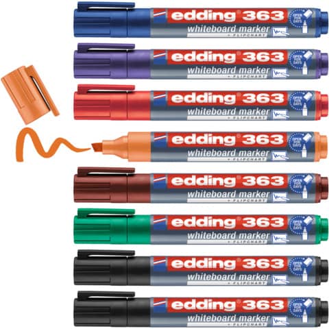 Whiteboardmarker Edding 363 (4-363-8-S2999), Rundspitze 1 - 5 mm, 8 Stück farbig sortiert