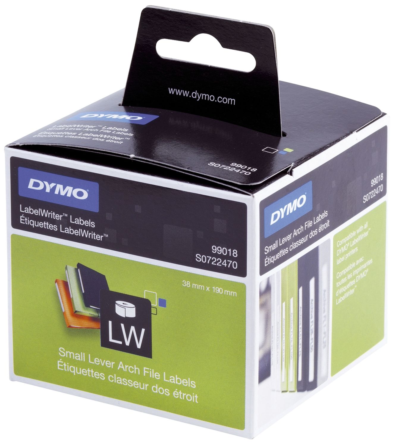 Rückenschilder Dymo LabelWriter S0722470 / 99018 Etikettenrollen, schmal/kurz 38 x 190 mm, weiß, 110 Stück Rückenschilder Dymo LabelWriter S0722470 / 99018 Etikettenrollen, schmal/kurz 38 x 190 mm, weiß, 110 Stück