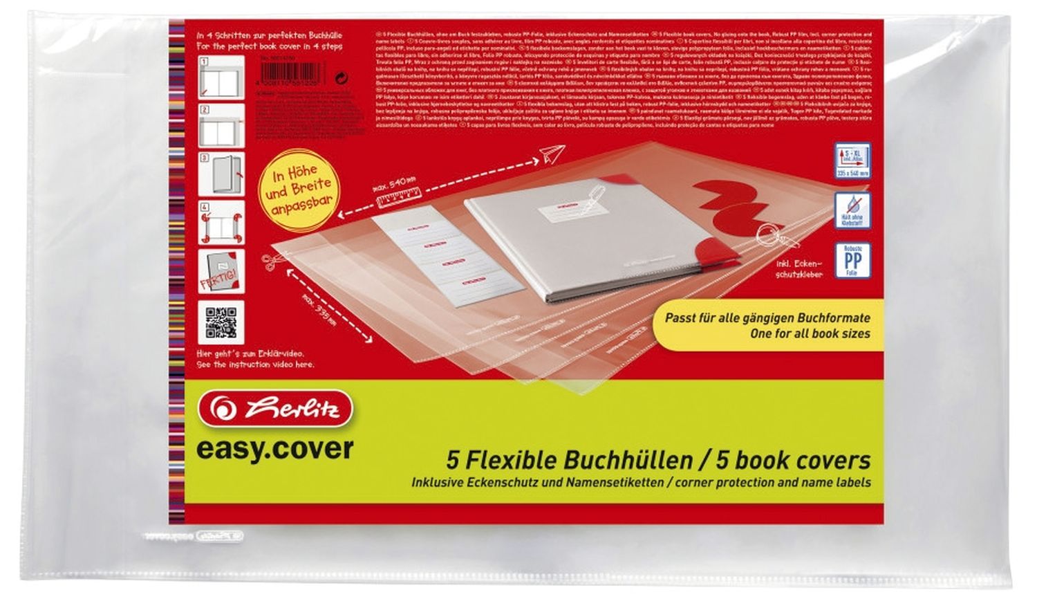 Buchschoner - max. 540 x 335 mm, transparent, 5 Stück, anpassbar Buchschoner - max. 540 x 335 mm, transparent, 5 Stück, anpassbar