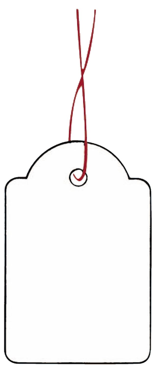 6915 Hängeetiketten - 25x38 mm, mit rotem Faden, 1000 Stück 6915 Hängeetiketten - 25x38 mm, mit rotem Faden, 1000 Stück