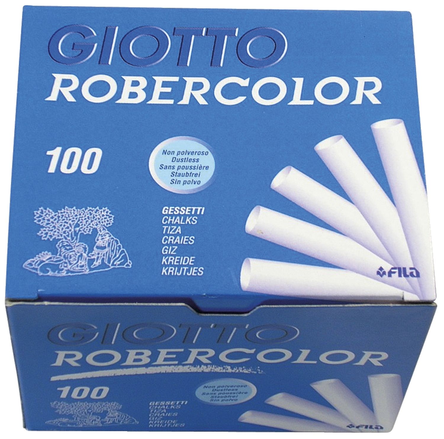 Tafelkreide Robercolor - rund, weiß, Länge 80 mm, 100 Stück