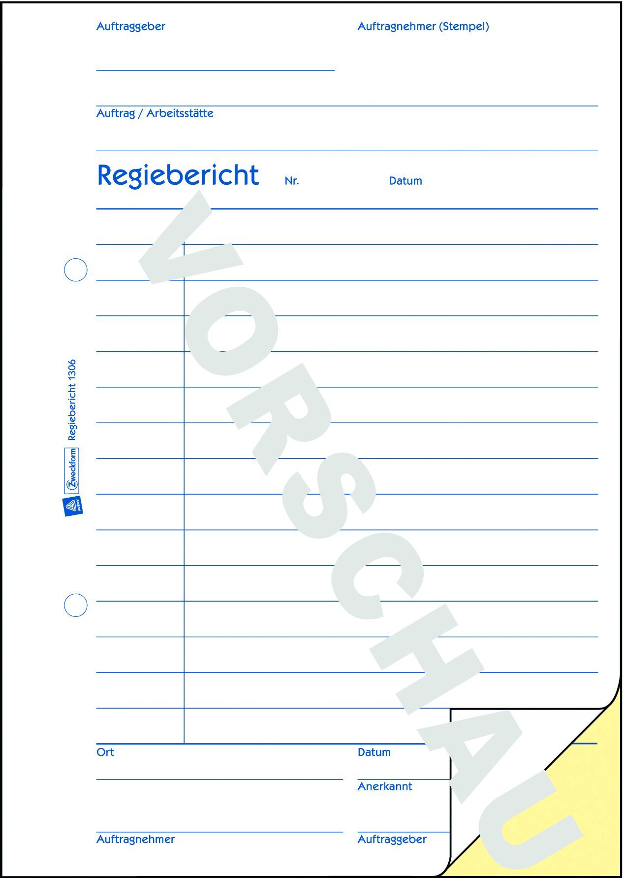1775 Regiebericht, DIN A5, selbstdurchschreibend, 2 x 40 Blatt, weiß, gelb 1775 Regiebericht, DIN A5, selbstdurchschreibend, 2 x 40 Blatt, weiß, gelb