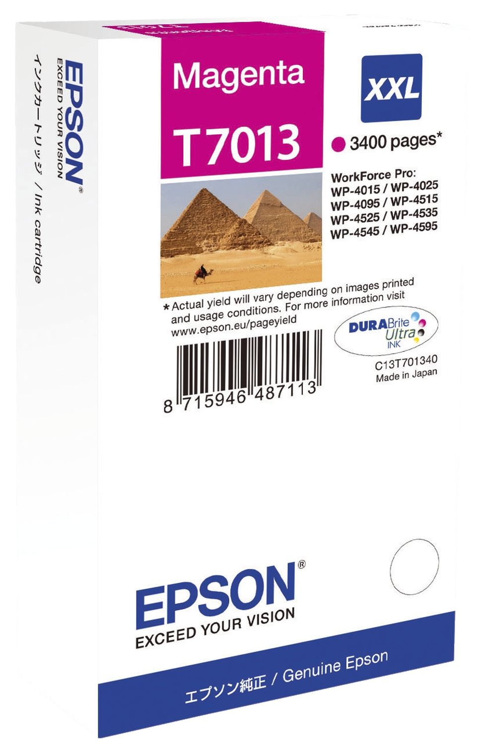 Original Epson Tintenpatrone magenta XXL (C13T701340,C13T70134010,T701340,T7013,T70134010)
