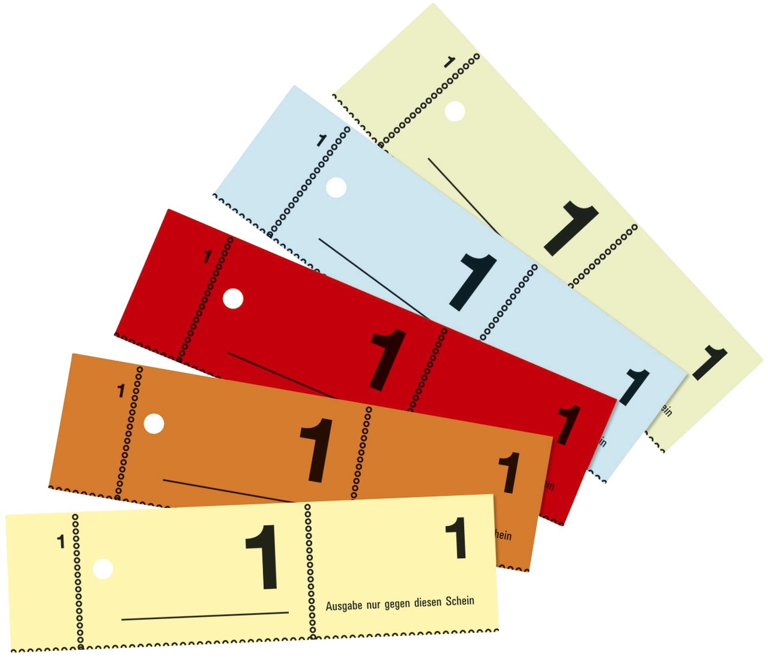 867 Garderobennummern, DIN A6, farbig sortiert, 100 Blatt / Block, gelb, orange, rot, blau, grün 867 Garderobennummern, DIN A6, farbig sortiert, 100 Blatt / Block, gelb, orange, rot, blau, grün