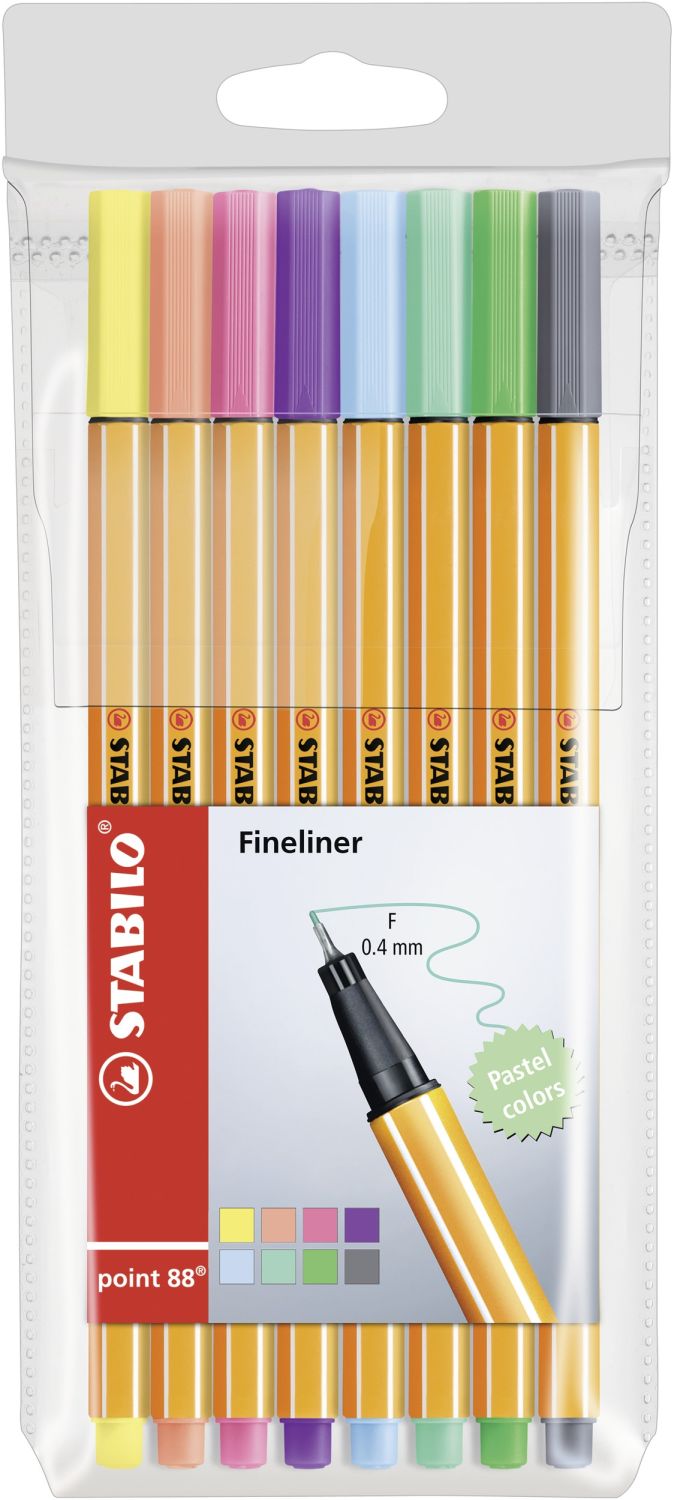 Fineliner - point 88 - 8er Etui - Pastellfarben