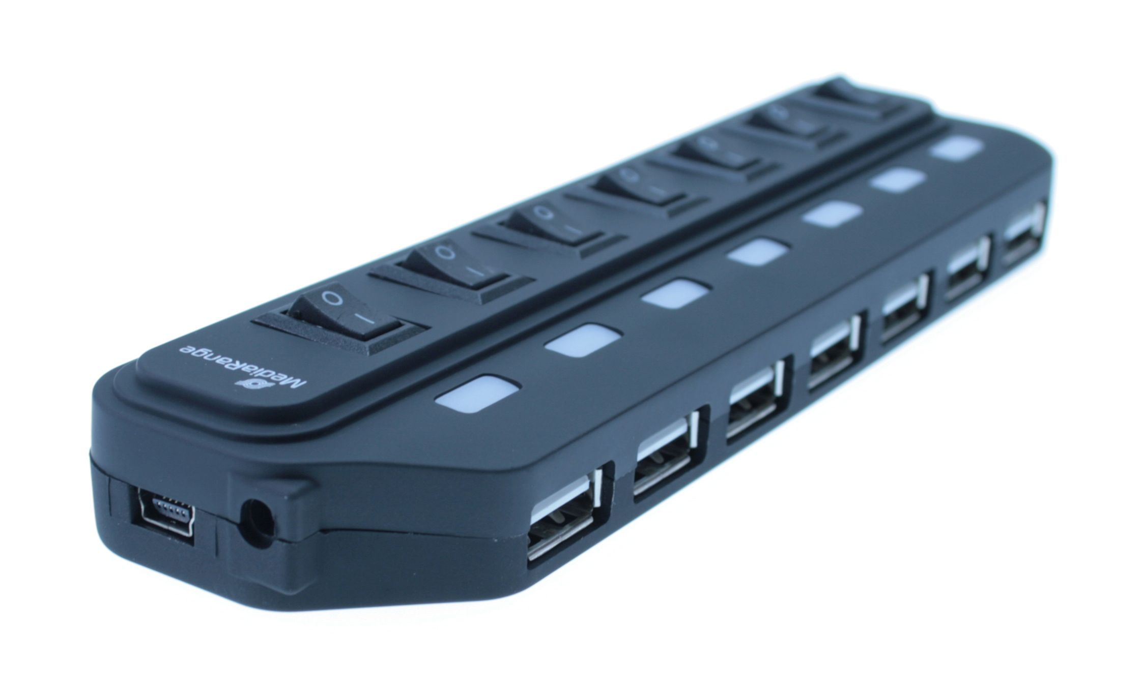 USB 2.0 Hub 1:7 mit seperaten Ein-/Aus-Schaltern