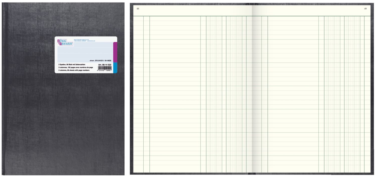 Spaltenbuch, hellblau, 2 Spalten, A4, 210 x 297 mm, 96 Blatt Spaltenbuch, hellblau, 2 Spalten, A4, 210 x 297 mm, 96 Blatt