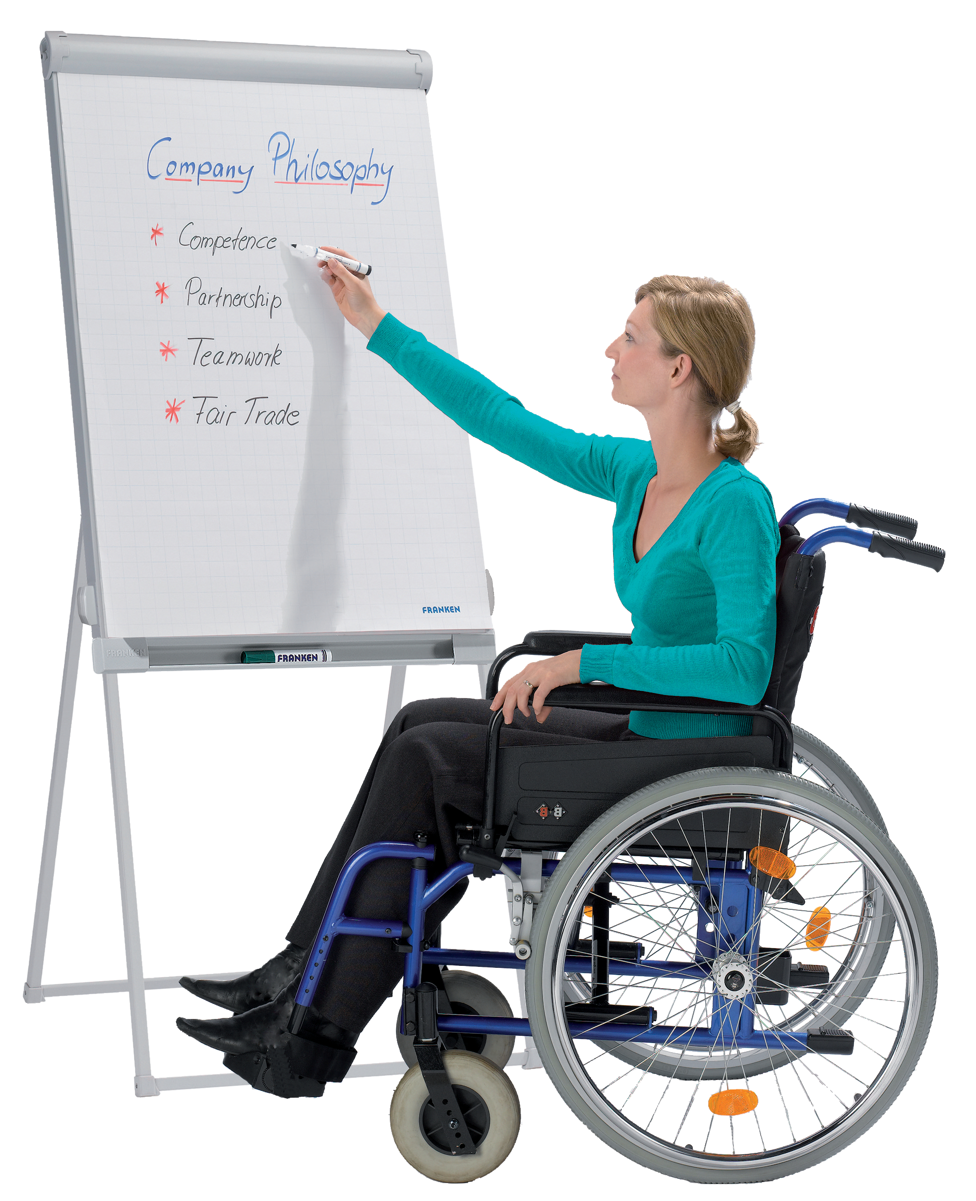 Flipchart Franken PRO Standard FC84, Vierbein, mit Seitenarmen, höhenverstellbar, 67 x 95 cm