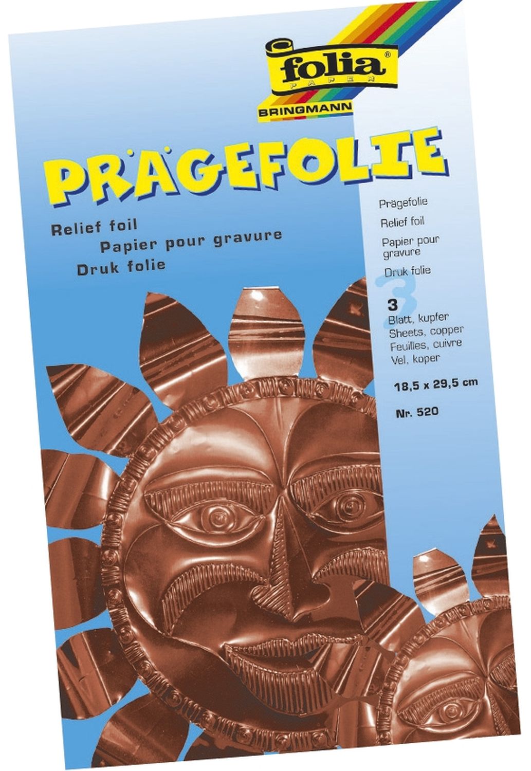 Prägefolie Mappe - 19 x 30 cm, kupfer, 3 Blatt