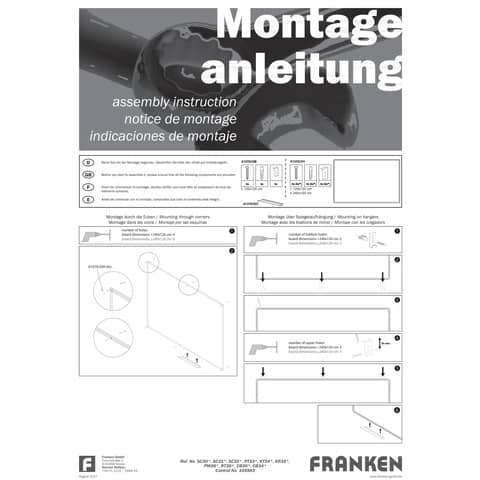 Whiteboard Franken X-tra!Line Emaille SC3204, 200 x 100 cm, emalliert, Alurahmen, senk- oder waagerechte Wandbefestigung