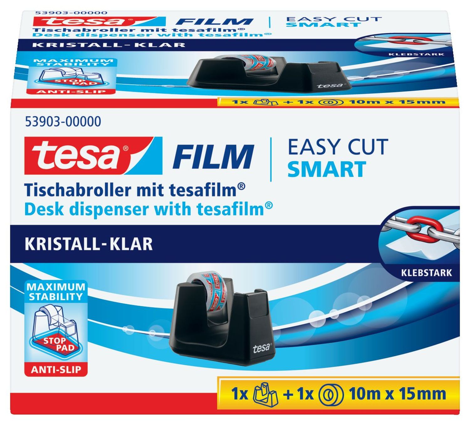 Tischabroller Easy Cut® Smart ecoLogo® - inkl. 1 Rolle Klebefilm kristal-klar