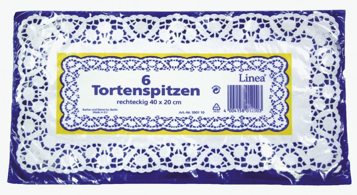 Tortenspitzen - 40 x 20 cm, 6 Stück, weiß Tortenspitzen - 40 x 20 cm, 6 Stück, weiß