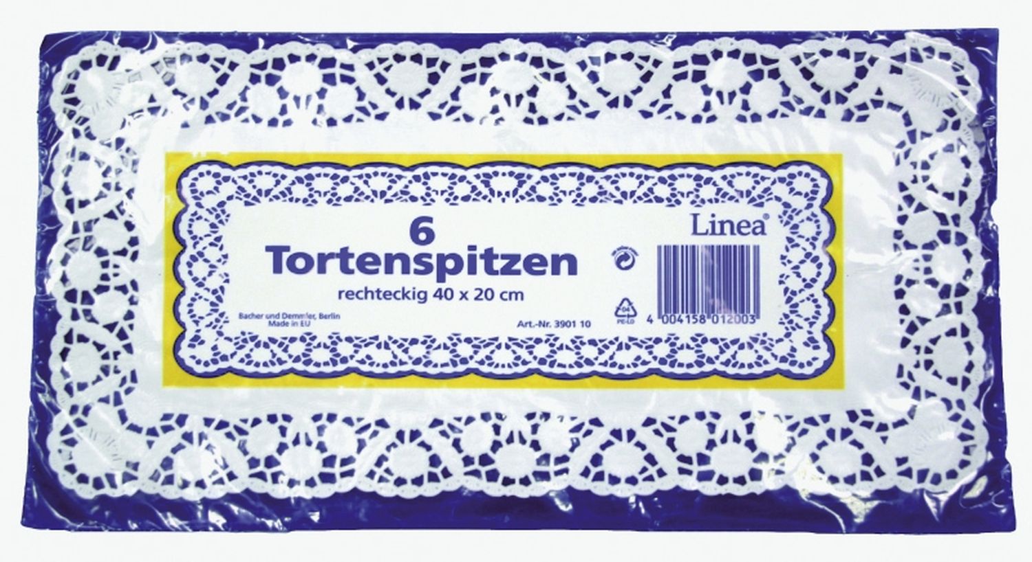 Tortenspitzen - 40 x 20 cm, 6 Stück, weiß