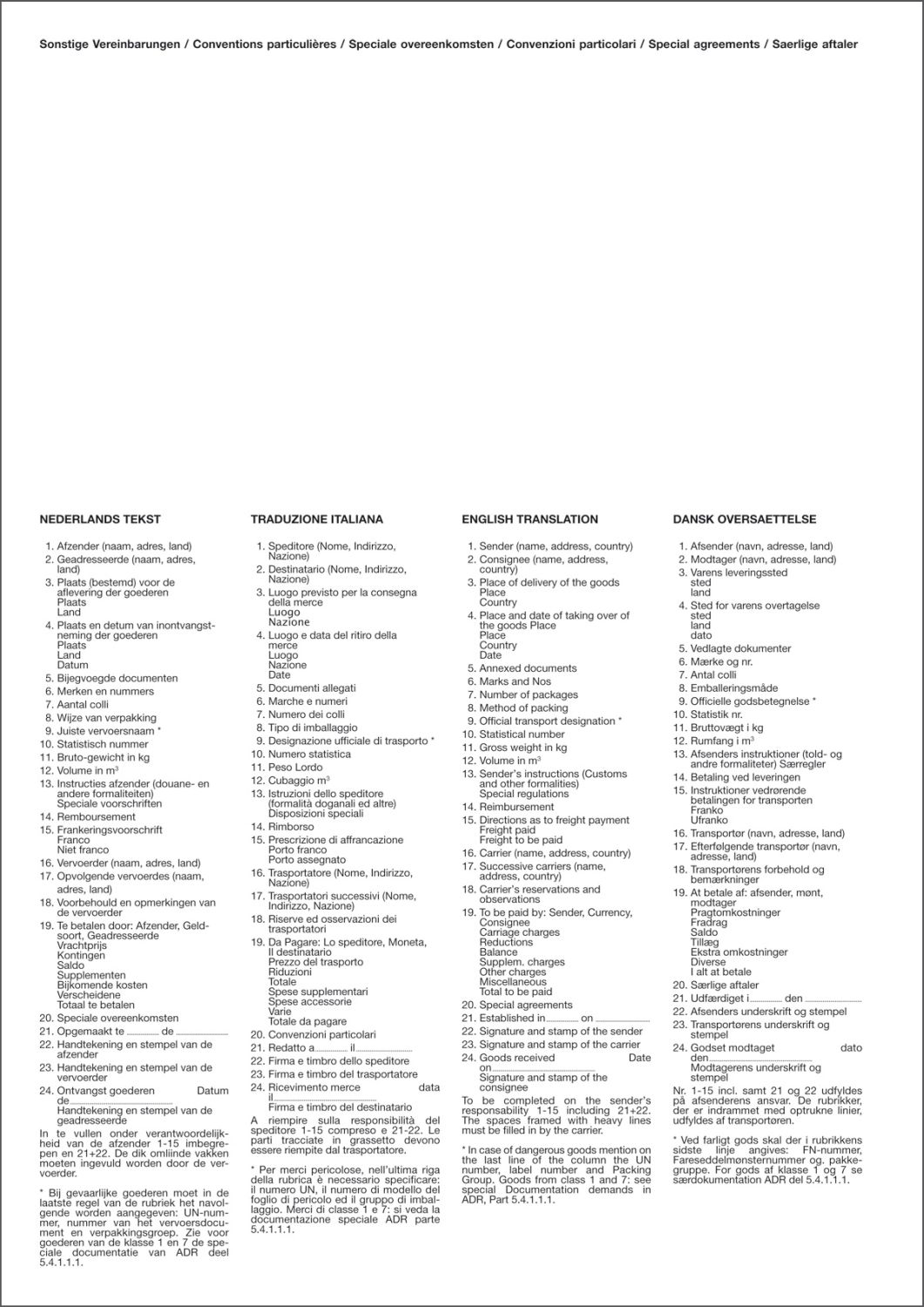 Internationaler Frachtbrief (CMR) - SD, 1 x 4 Blatt, DIN A4 Internationaler Frachtbrief (CMR) - SD, 1 x 4 Blatt, DIN A4