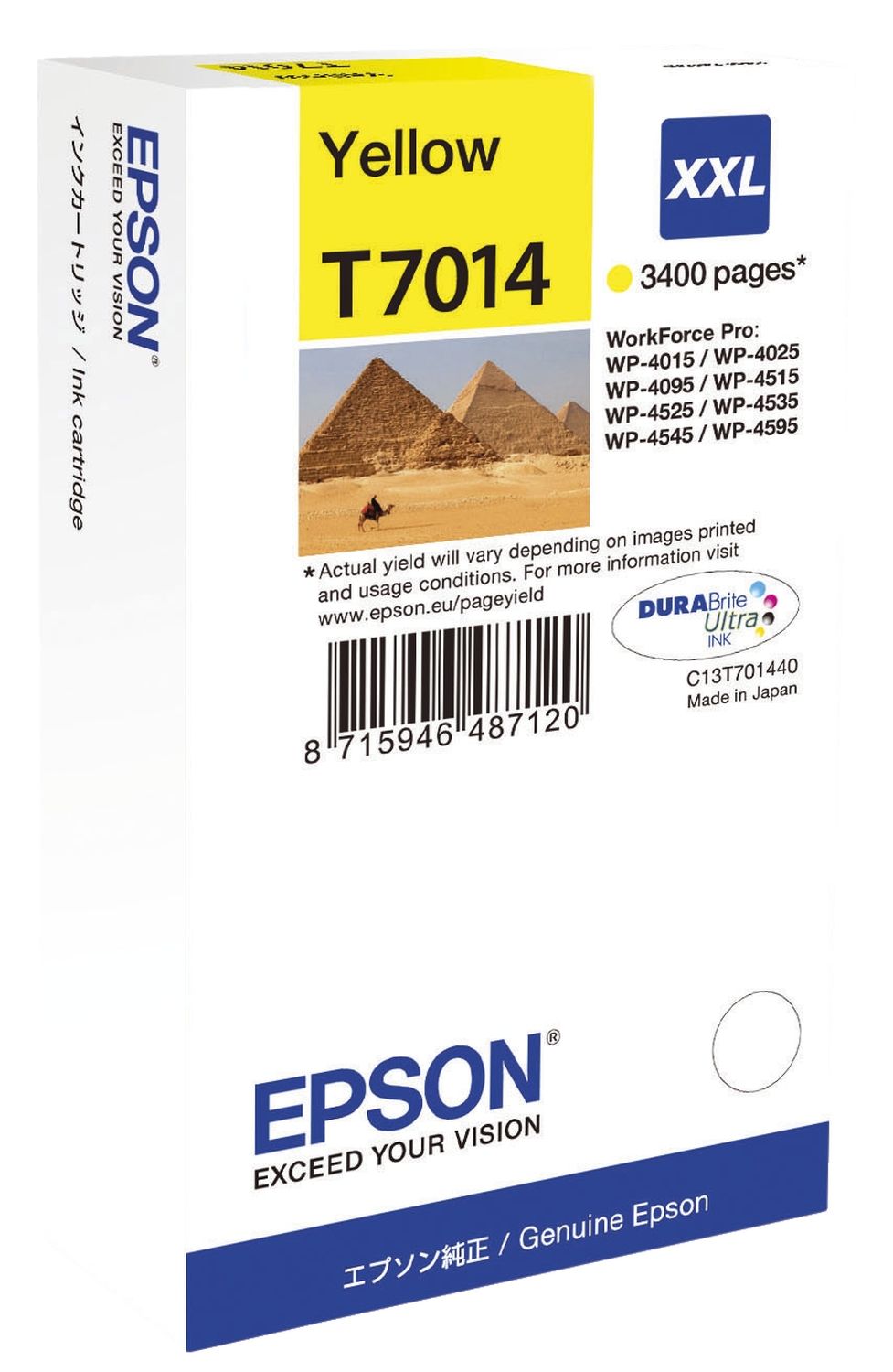 Original Epson Tintenpatrone gelb XXL (C13T701440,C13T70144010,T701440,T7014,T70144010)