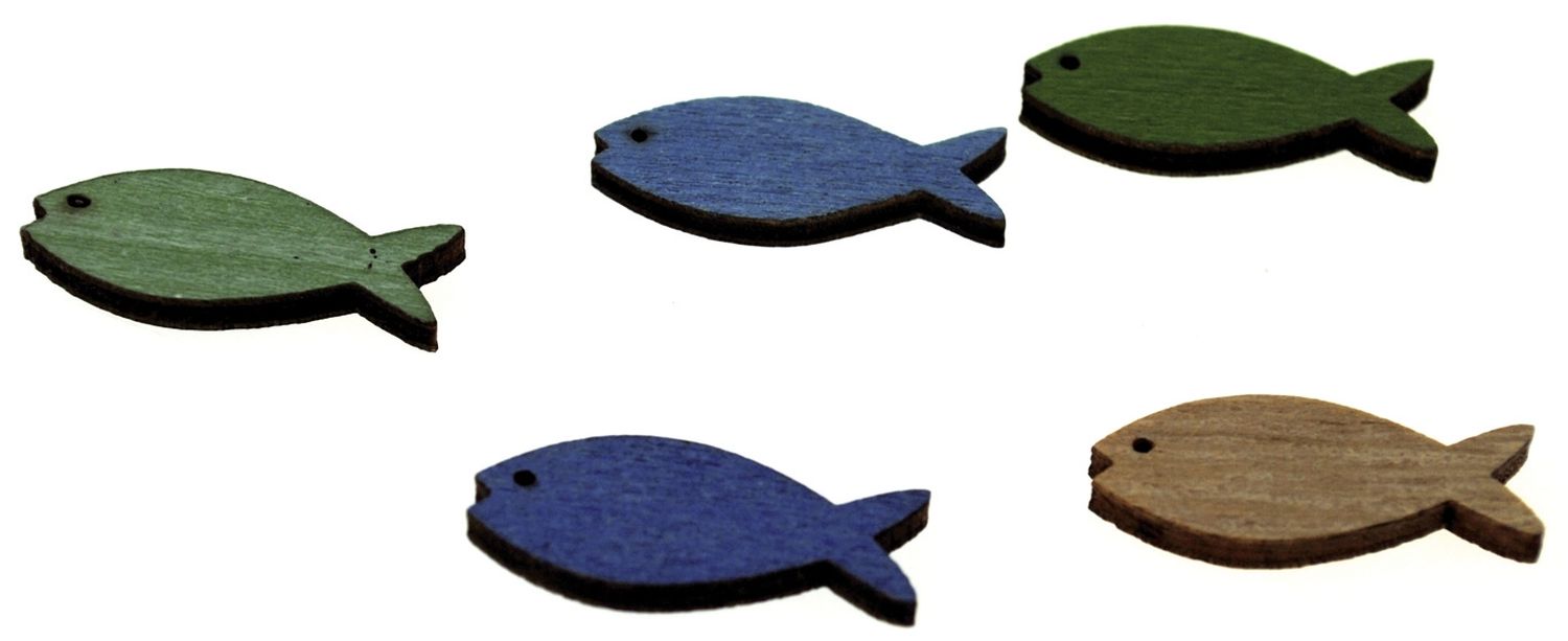 Streufigur Fisch - 25 mm, 12 Stück, Holz, sortiert Streufigur Fisch - 25 mm, 12 Stück, Holz, sortiert