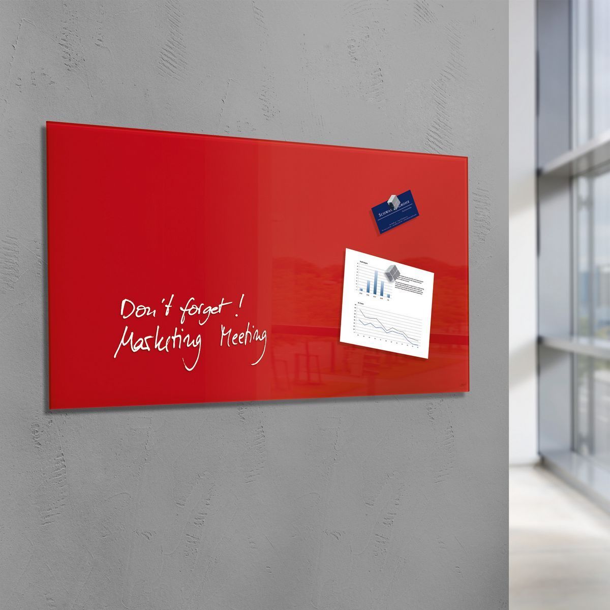 Glas-Magnetboard Artverum - rot, 130 x 55 cm, 1 Stück Glas-Magnetboard Artverum - rot, 130 x 55 cm, 1 Stück