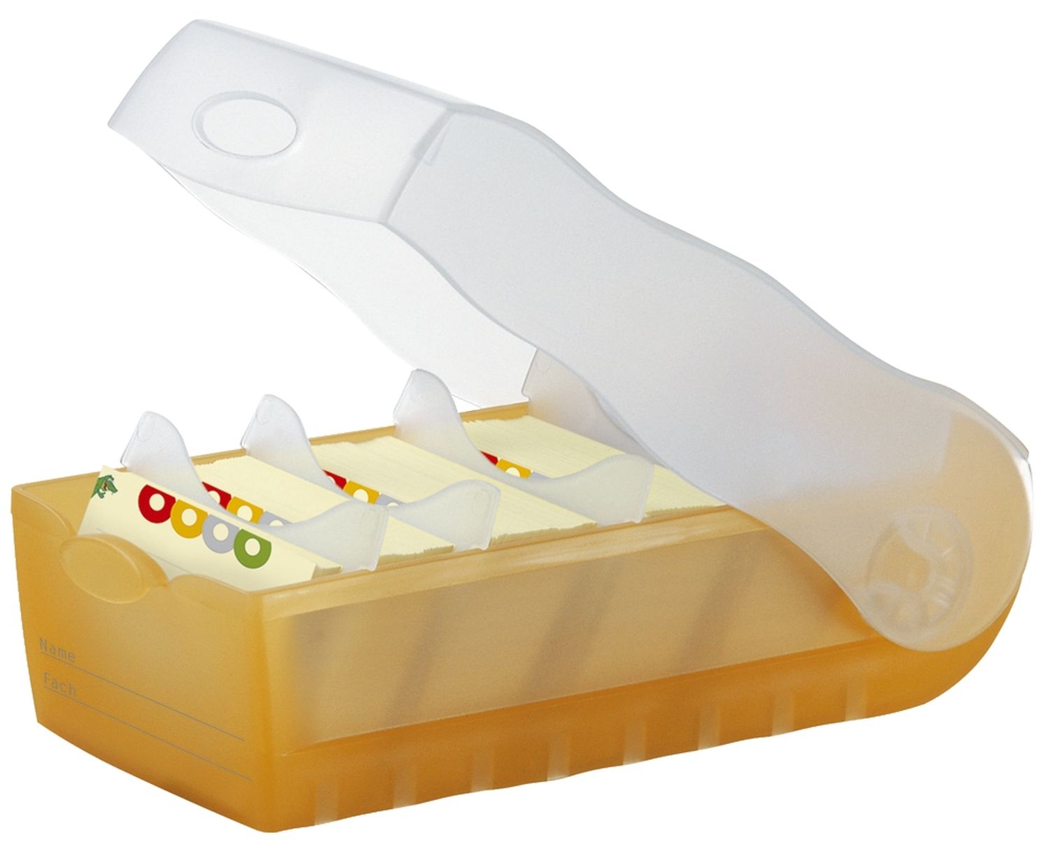 Karteibox CROCO - A7 quer, für 900 Karten, orange-transl. Karteibox CROCO - A7 quer, für 900 Karten, orange-transl.