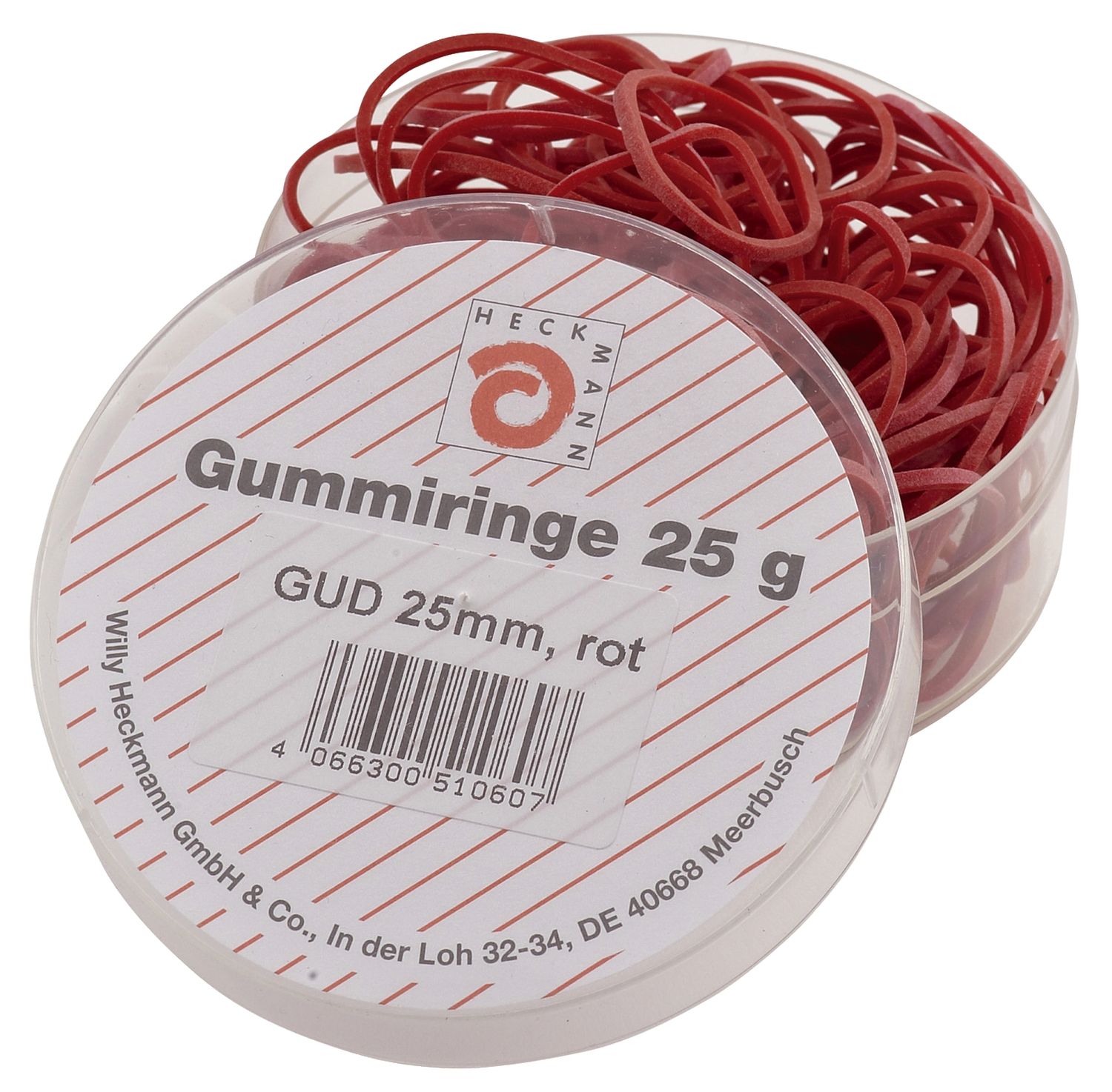 Gummiringe - Ø25 mm, Dose mit 25g, rot Gummiringe - Ø25 mm, Dose mit 25g, rot