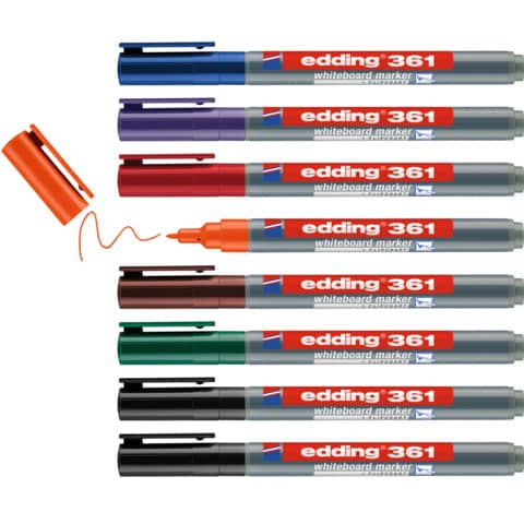 Whiteboardmarker Edding 361 (4-361-8-S2999), Rundspitze 1 mm, 8 Stück farbig sortiert