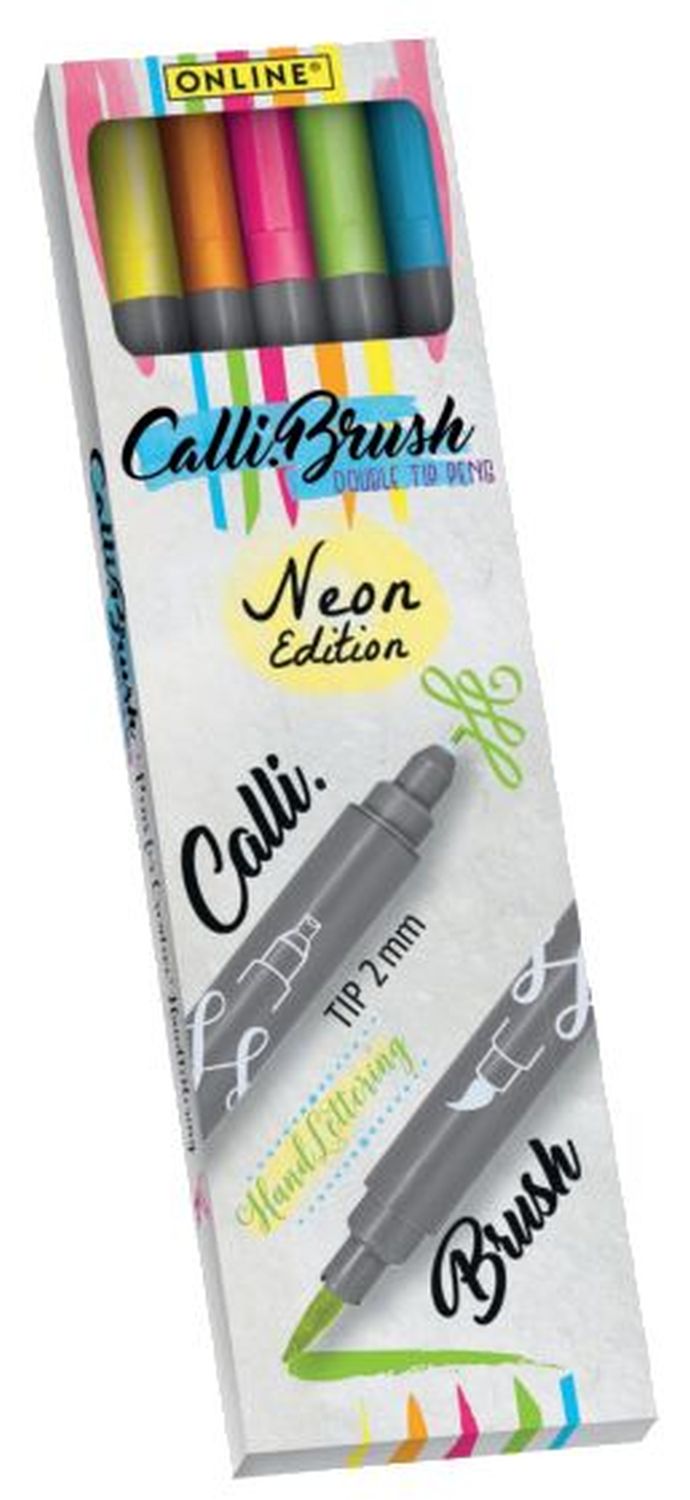 Faserschreiber Calli.Brush Duo - neon Farben, 5 Stück sortiert