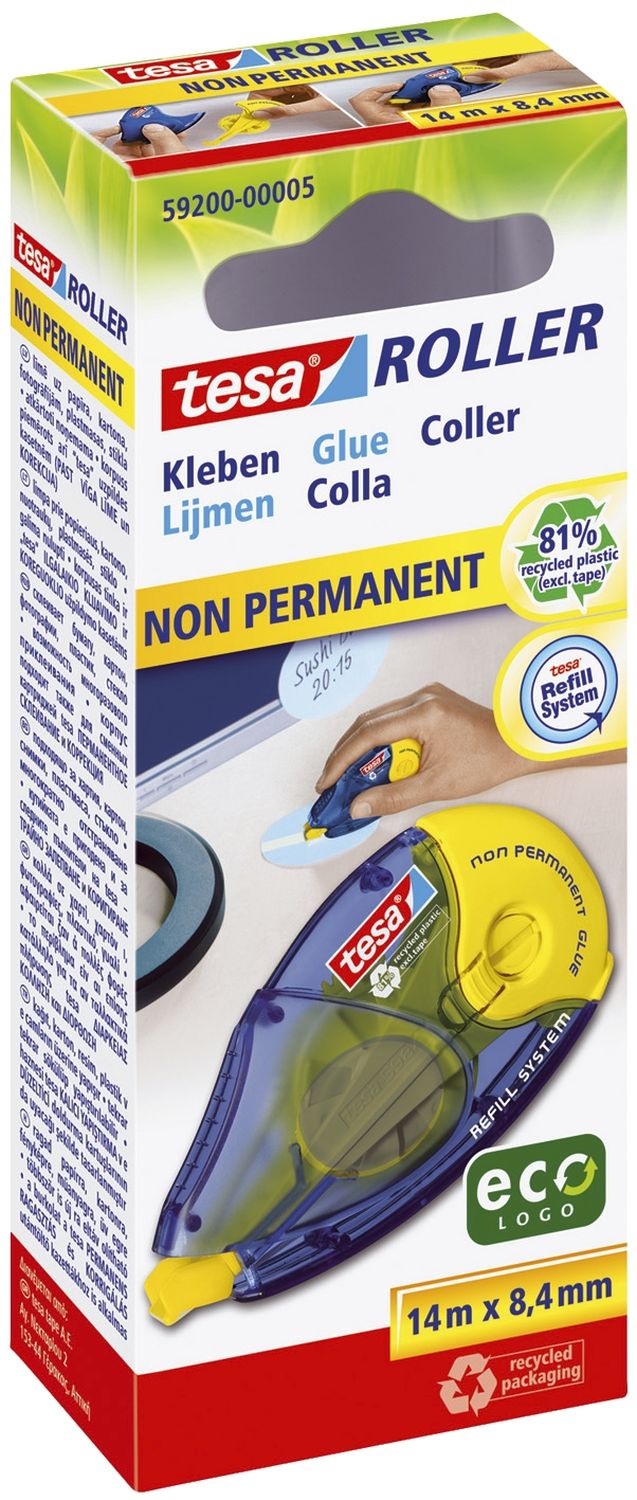 Kleberoller - non permanent, 14 m x 8,4 mm, blau Kleberoller - non permanent, 14 m x 8,4 mm, blau