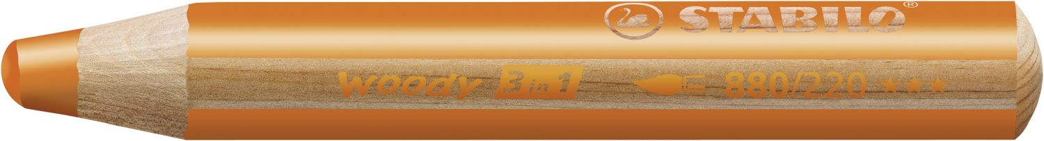 Buntstift, Wasserfarbe & Wachsmalkreide - woody 3 in 1 - Einzelstift - gelborange
