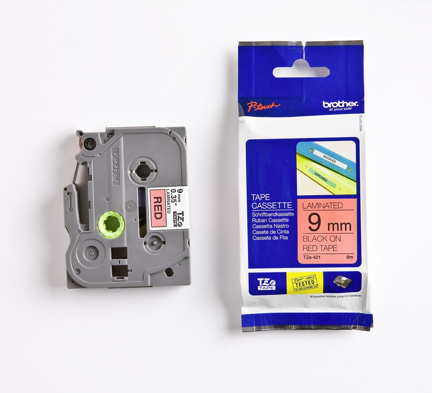 TZe-421 Schriftbandkassette - laminiert, 9 mm x 8 m, schwarz auf rot TZe-421 Schriftbandkassette - laminiert, 9 mm x 8 m, schwarz auf rot