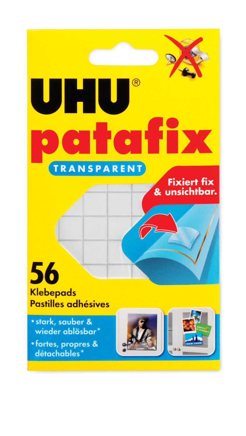 Klebestücke patafix - 52 Stück, transparent, ablösbar