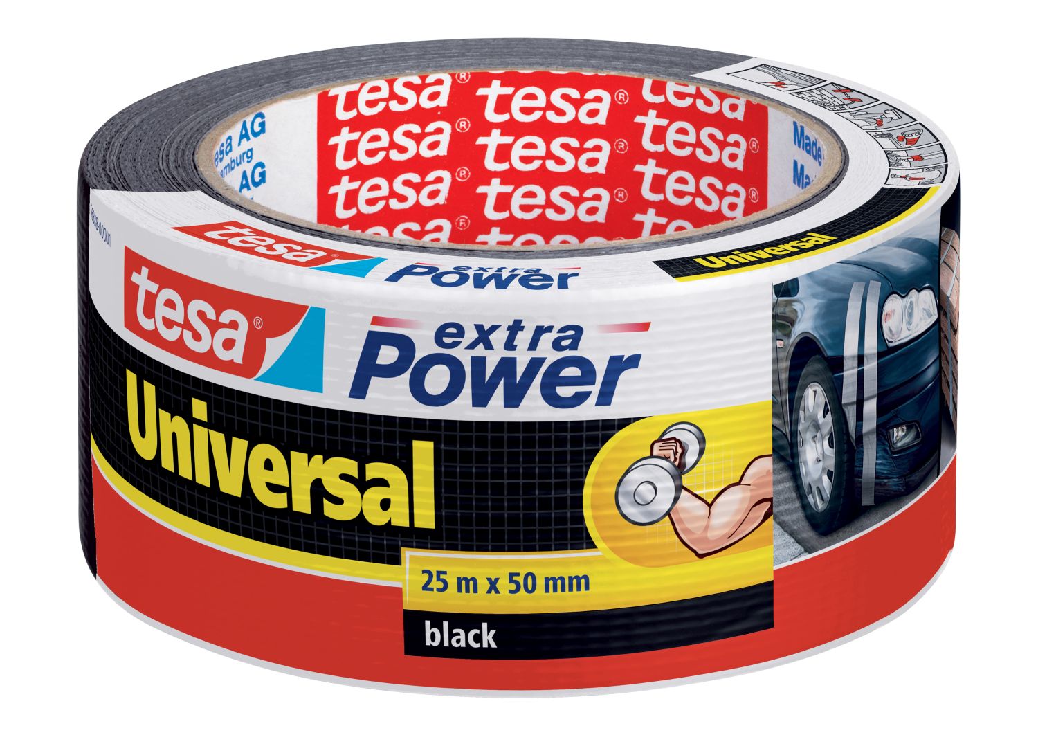Gewebeklebeband extra Power Universal - 25 m x 50 mm, schwarz Gewebeklebeband extra Power Universal - 25 m x 50 mm, schwarz