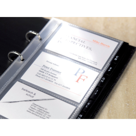 Visitenkartenhüllen Sigel VZ350, 11,6 x 25,2 cm, 4 Fächer für 8 Karten im Format 9 x 5,8 cm, genarbt, 10 Stück