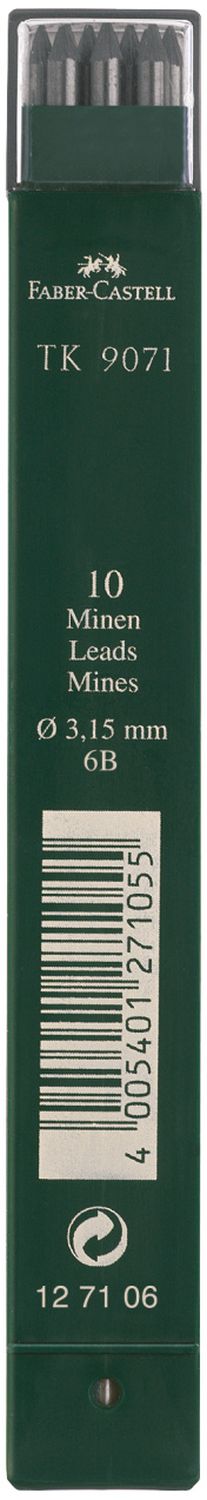 Fallmine TK® für Fallminenstift - 3,15 mm, 6B, tiefschwarz Fallmine TK® für Fallminenstift - 3,15 mm, 6B, tiefschwarz