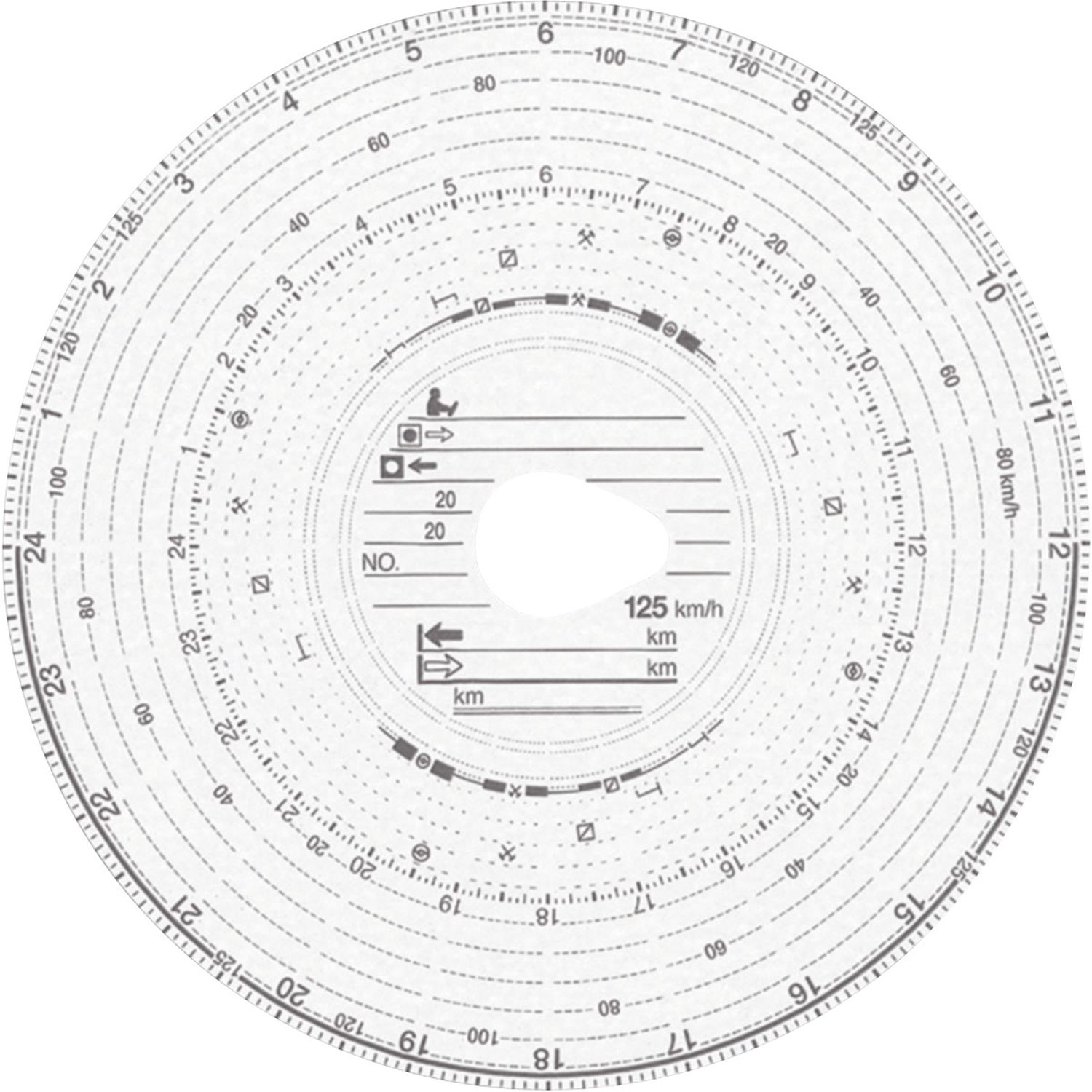 Original HAUG Diagrammscheiben 125 100 (125 km/h Kombi), 100 Stück
