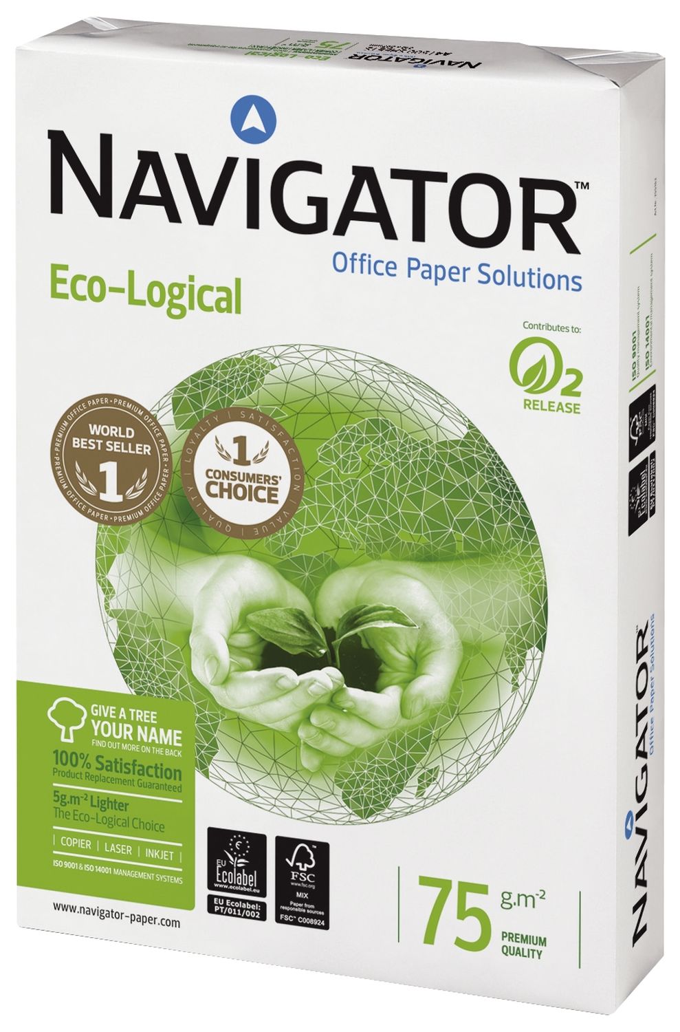 Kopierpapier Navigator Eco-Logical 82467A80S, DIN A4, 75 g/qm, weiß, 500 Blatt