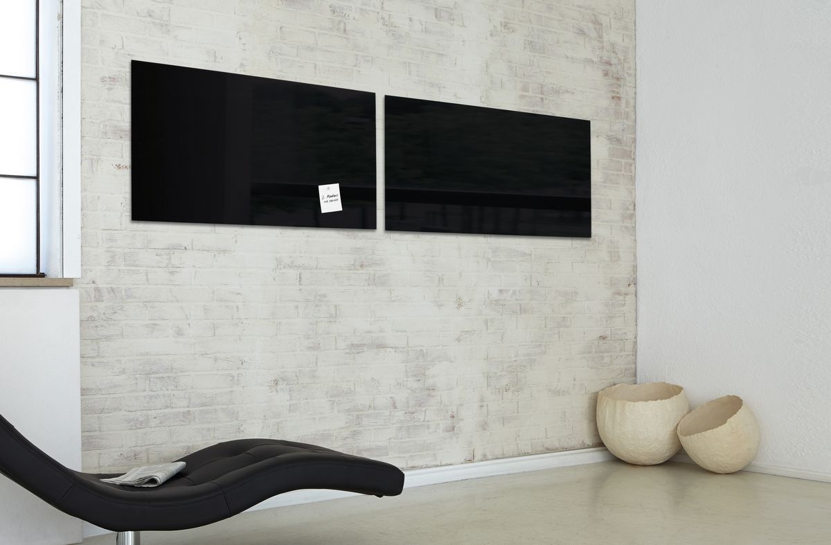 Glas-Magnetboard Artverum - schwarz, 91 x 46 cm Glas-Magnetboard Artverum - schwarz, 91 x 46 cm