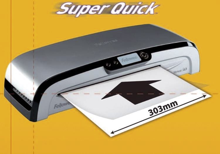 Laminierfolie Fellows SuperQuick FW5440001, DIN A4, Versiegelt an der langen Seite, glänzende, 80 Mikron, 100 Blatt