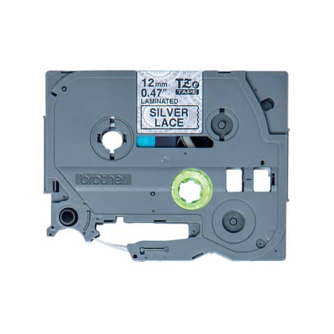 Schriftband brother TZe-MPSL31 TZeMPSL31, Dekorband, Breite 12 mm, Länge 4 m, schwarz auf silber Spitze