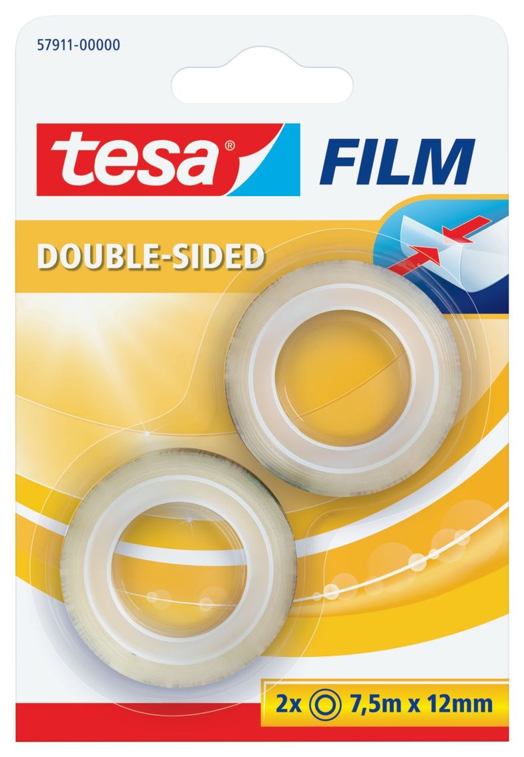 Klebefilm doppelseitig - 12 mm x 7,5 m, 2er Blisterpack