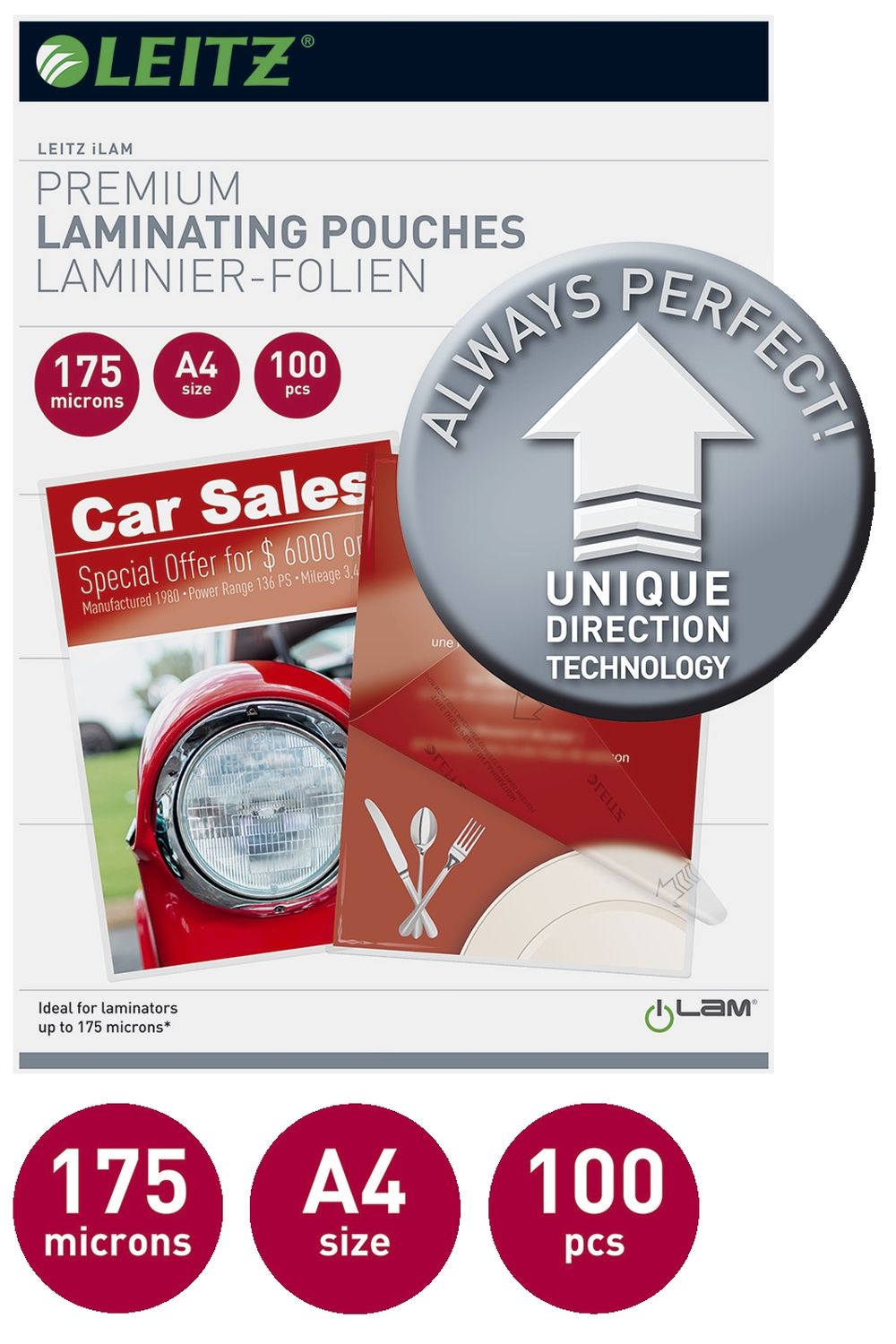 7483 Laminierfolie UDT - A4, glänzend, 175 mym, 100 Stück 7483 Laminierfolie UDT - A4, glänzend, 175 mym, 100 Stück